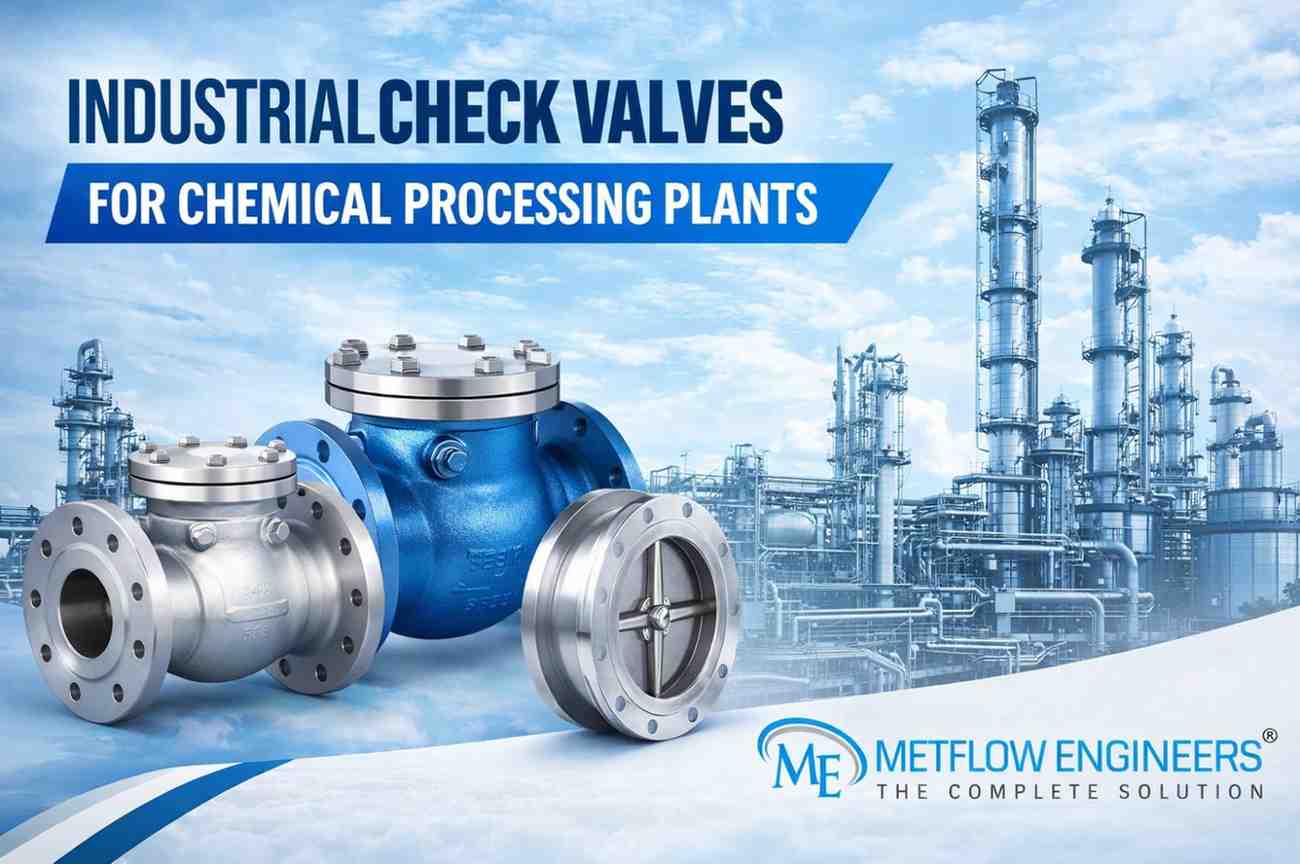 Industrial check valves for chemical processing plants manufactured by Metflow Engineers